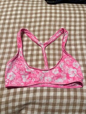 Kulana Kinis pink floral racer back bikini top